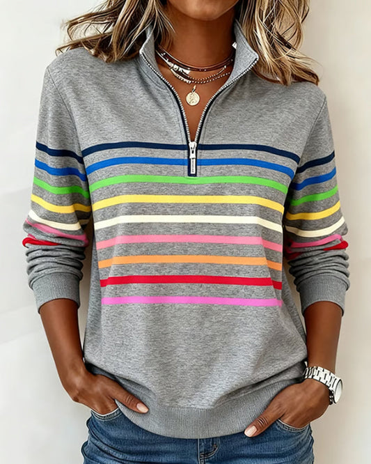 Jersey de rayas con media cremallera «Florencia»