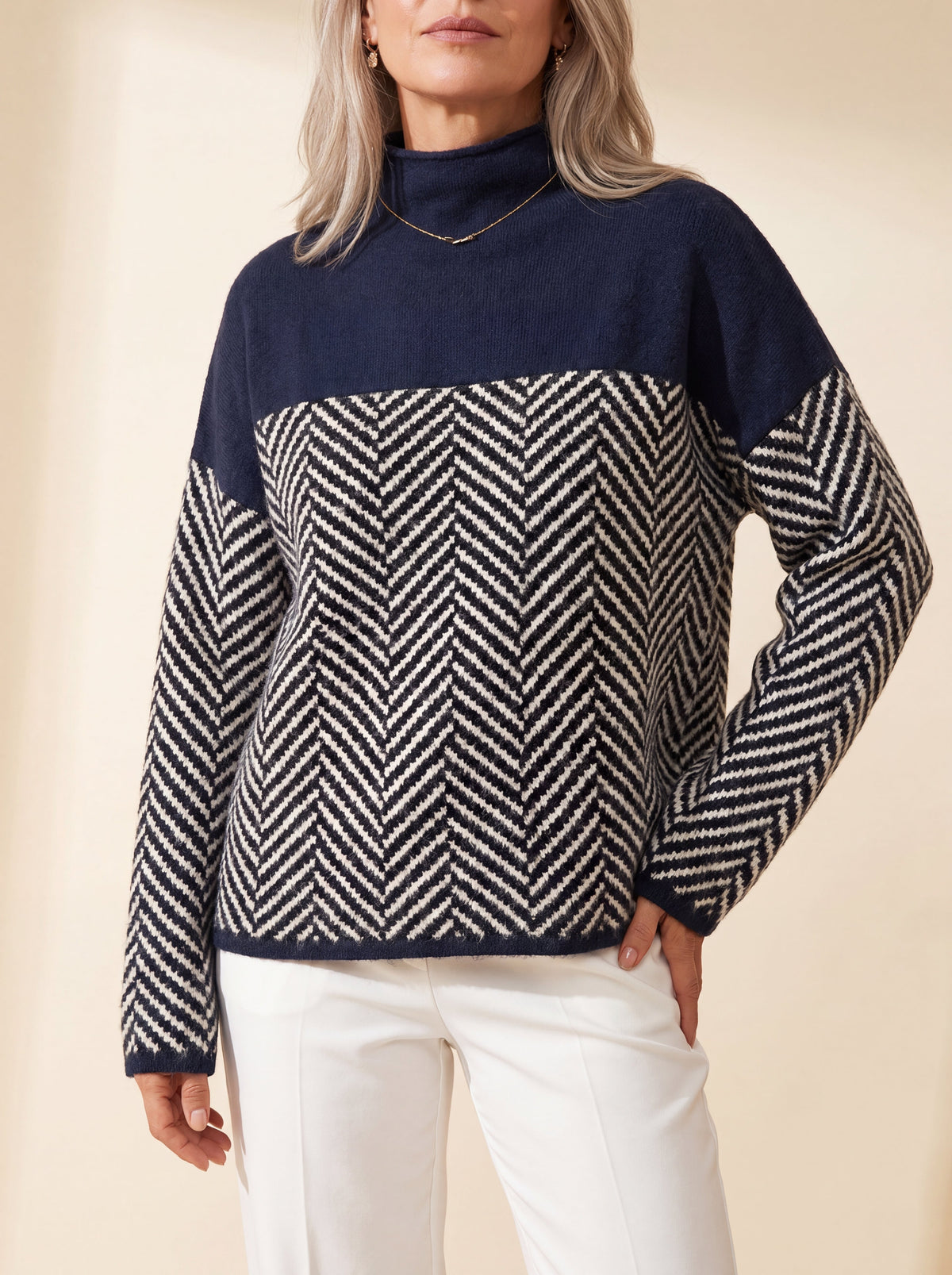 Jersey de cuello alto en espiga «Eva»