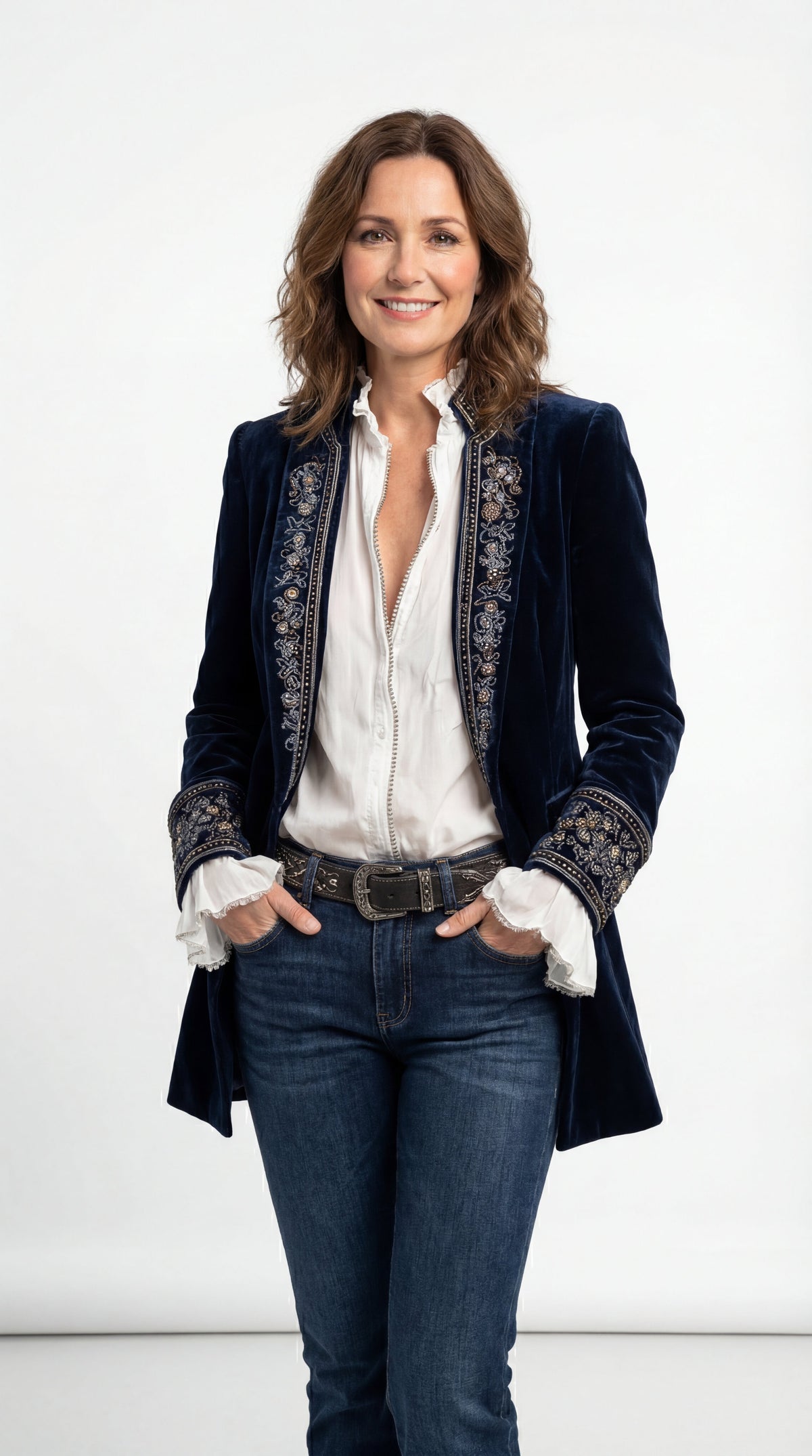 Blazer de terciopelo bordado «Constance»