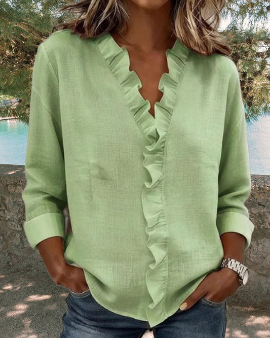 Blusa de volantes con escote en V «Chiara»