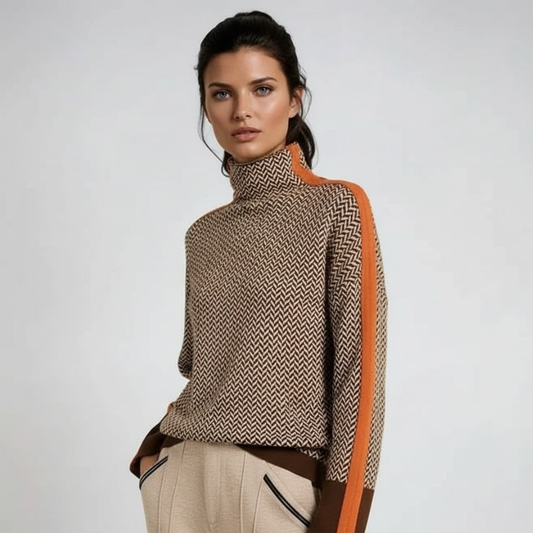 Jersey de cuello alto bicolor «Helena»