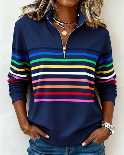 Jersey de rayas con media cremallera «Florencia»