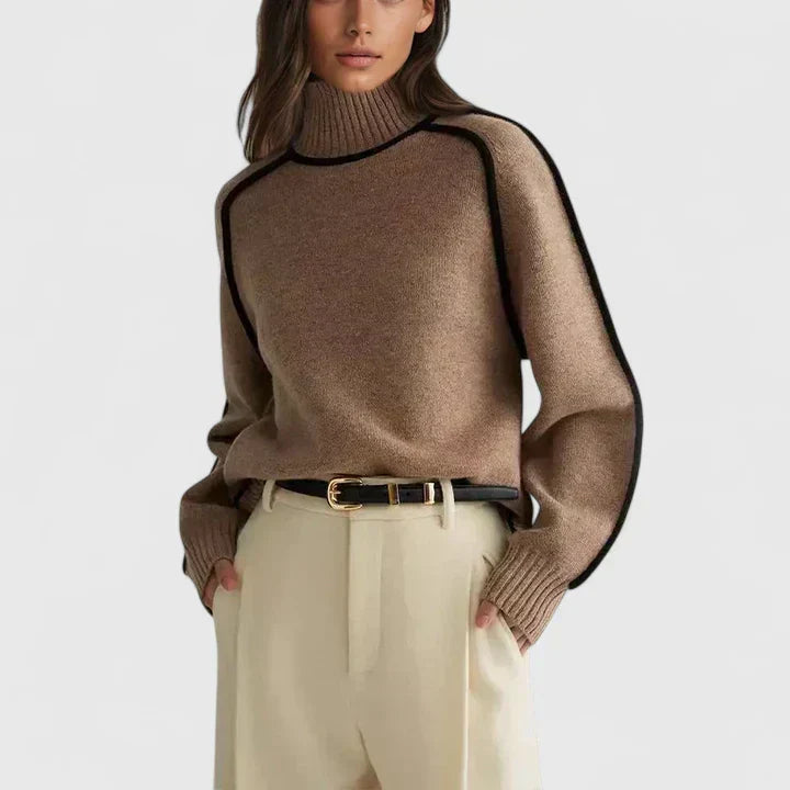 Jersey de cuello alto con ribetes «Elizandra»