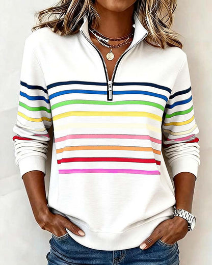 Jersey de rayas con media cremallera «Florencia»