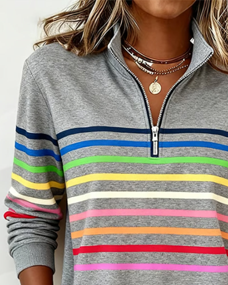 Jersey de rayas con media cremallera «Florencia»
