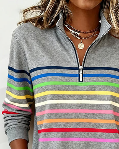 Jersey de rayas con media cremallera «Florencia»