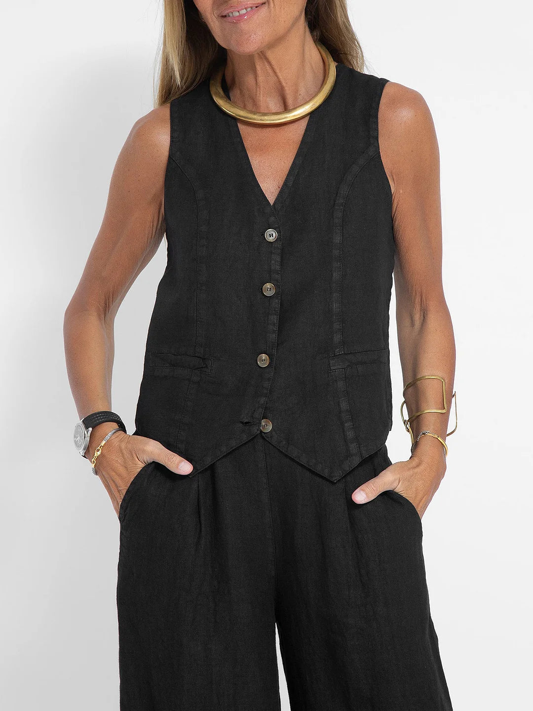 Conjunto de chaleco y pantalón ancho «Aira»