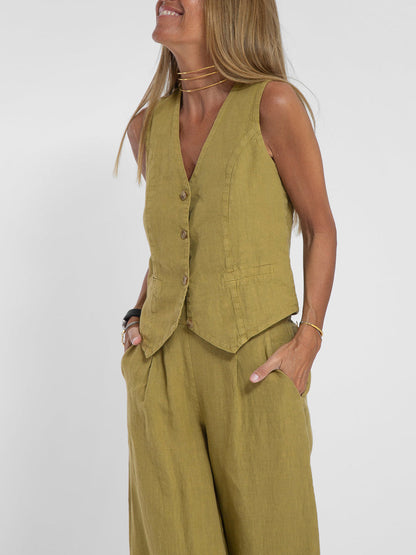 Conjunto de chaleco y pantalón ancho «Aira»