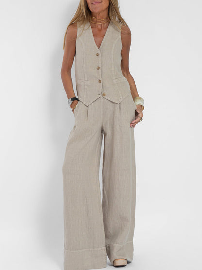 Conjunto de chaleco y pantalón ancho «Aira»