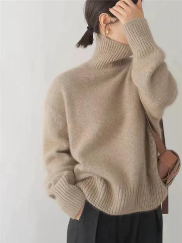 Jersey de cuello alto efecto cachemir «Anna»