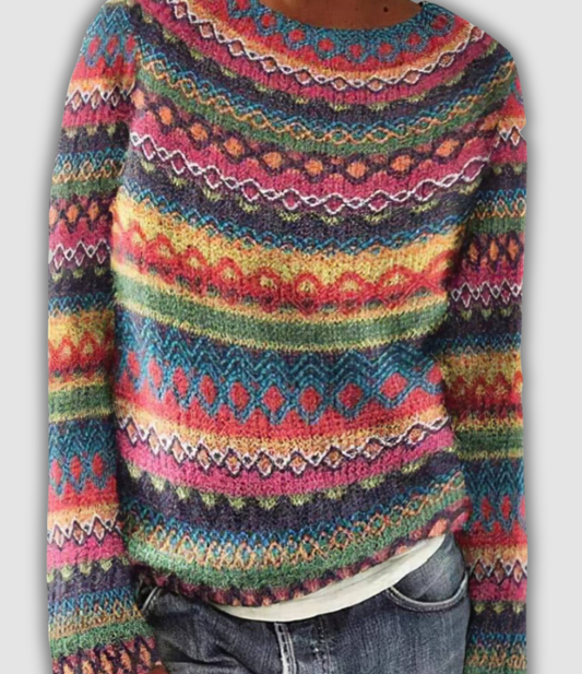 Jersey de punto multicolor retro «Dalia»