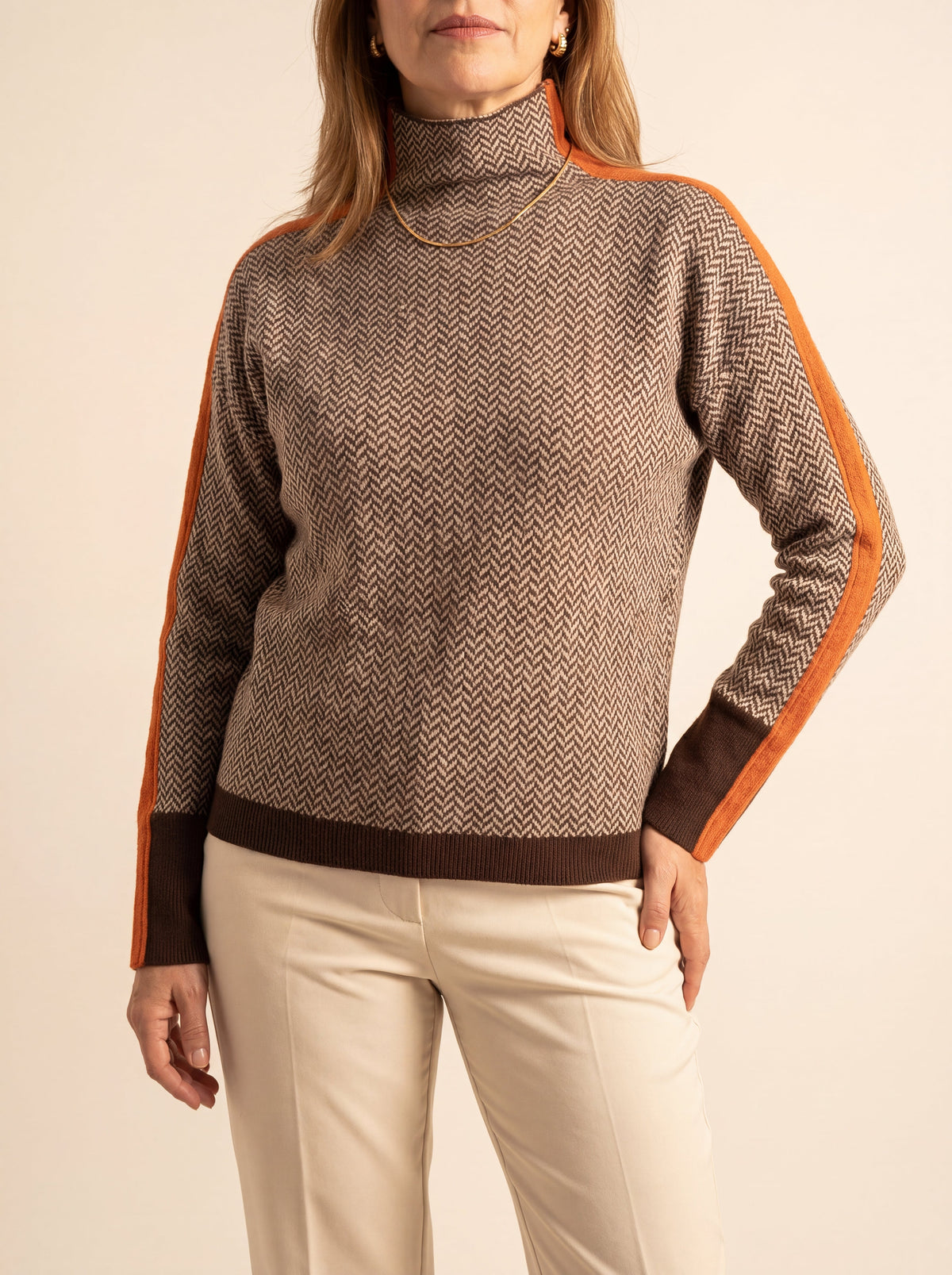 Jersey de cuello alto bicolor «Helena»