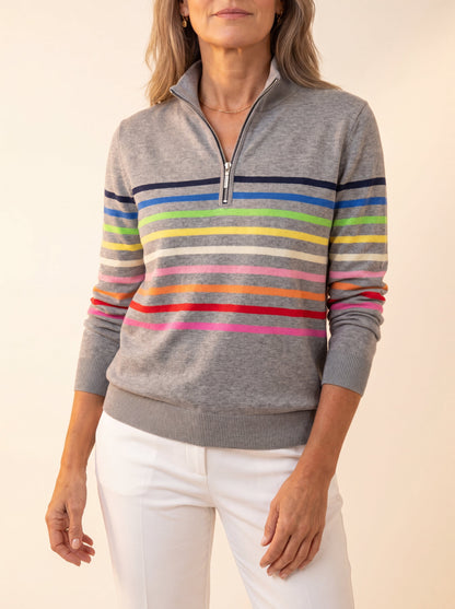 Jersey de rayas con media cremallera «Florencia»
