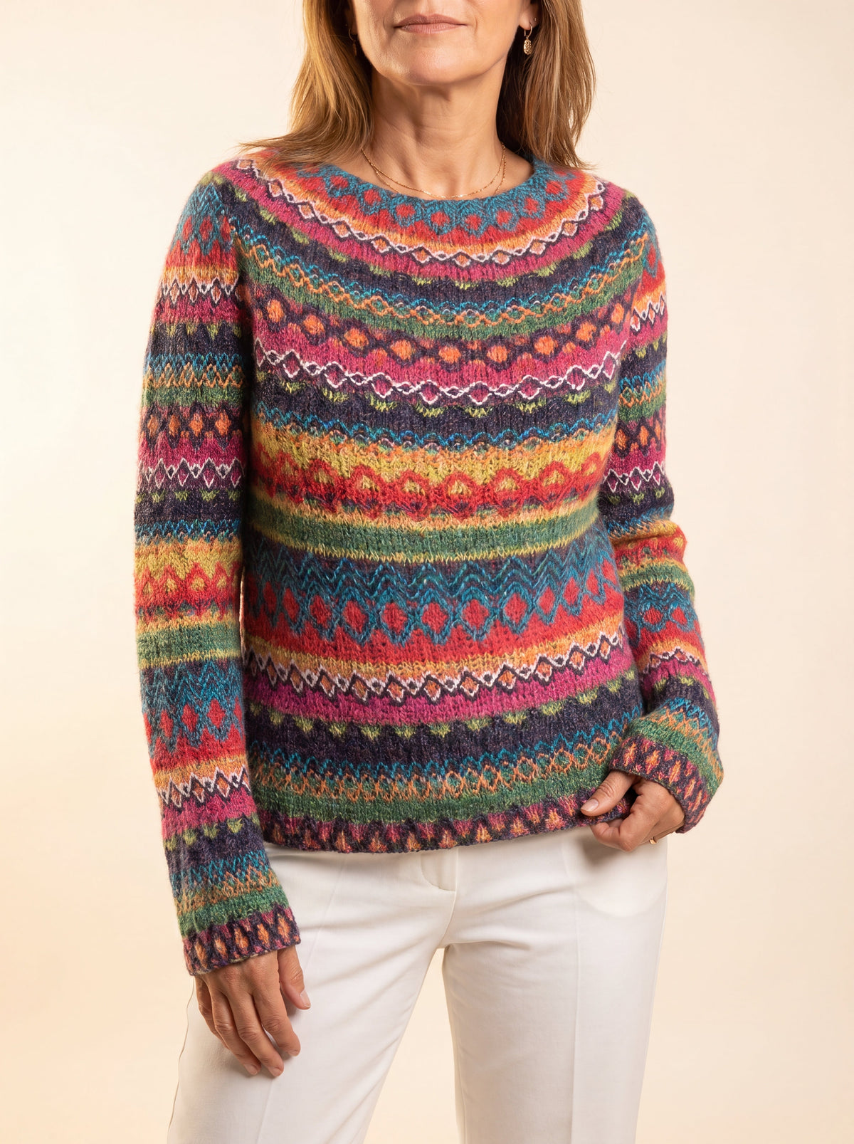Jersey de punto multicolor retro «Dalia»