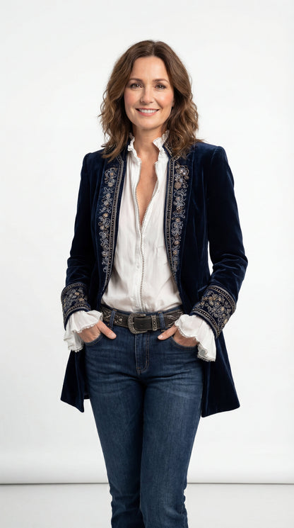 Blazer de terciopelo bordado «Constance»