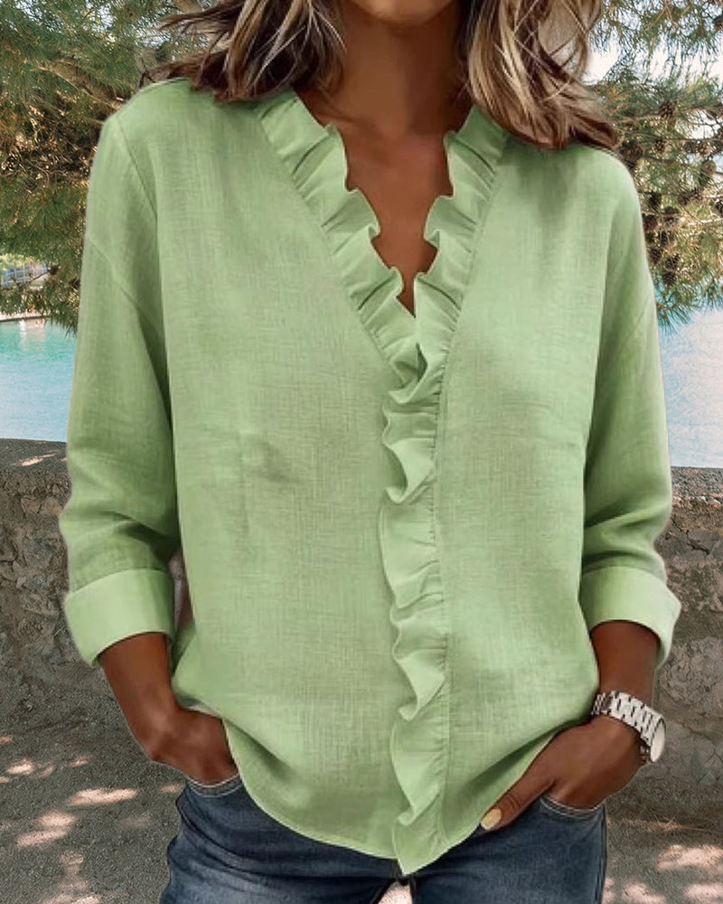 Blusa de volantes con escote en V «Chiara»