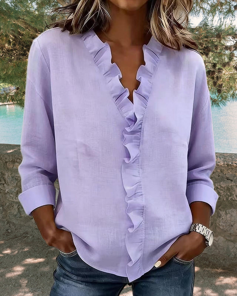 Blusa de volantes con escote en V «Chiara»