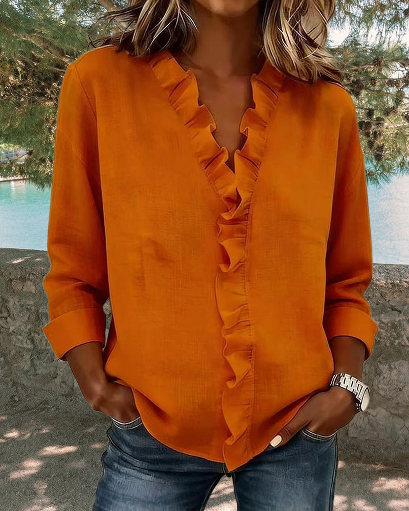 Blusa de volantes con escote en V «Chiara»