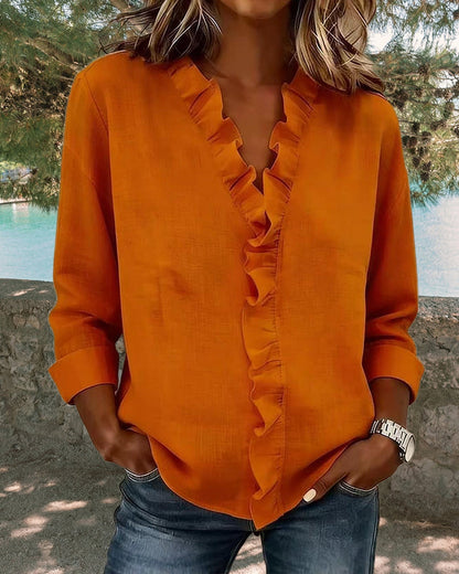 Blusa de volantes con escote en V «Chiara»