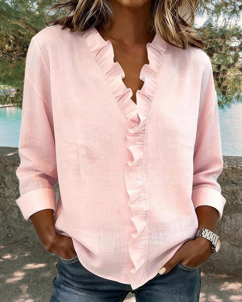 Blusa de volantes con escote en V «Chiara»