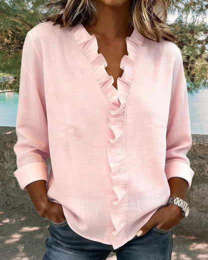 Blusa de volantes con escote en V «Chiara»
