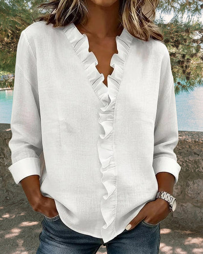 Blusa de volantes con escote en V «Chiara»