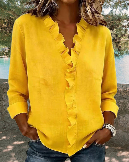 Blusa de volantes con escote en V «Chiara»