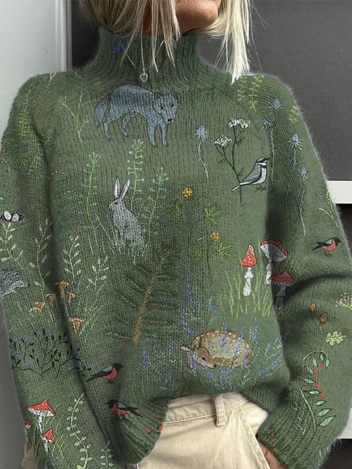 Jersey de cuello alto estampado «Elin»