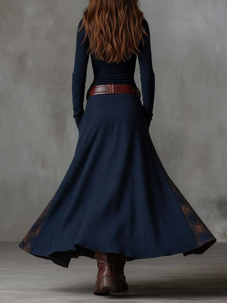 Vestido largo de antelina con cinturón «Elisa»