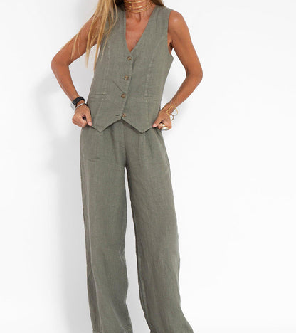 Conjunto de chaleco y pantalón ancho «Aira»
