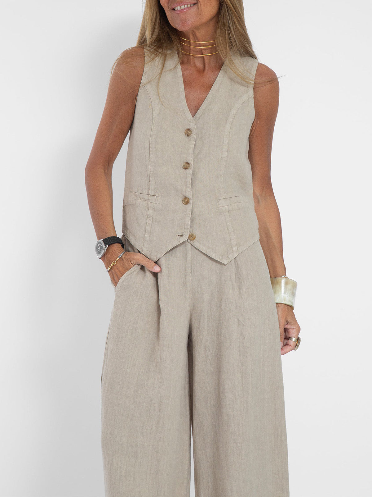 Conjunto de chaleco y pantalón ancho «Aira»