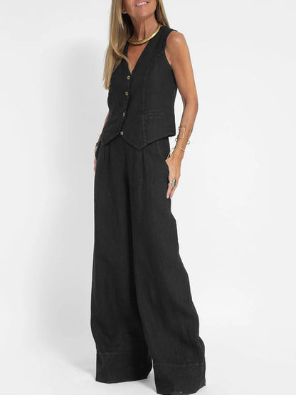 Conjunto de chaleco y pantalón ancho «Aira»