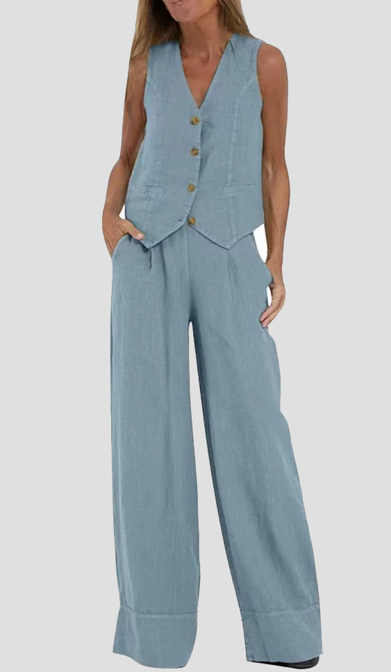 Conjunto de chaleco y pantalón ancho «Aira»