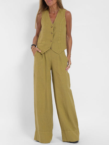 Conjunto de chaleco y pantalón ancho «Aira»