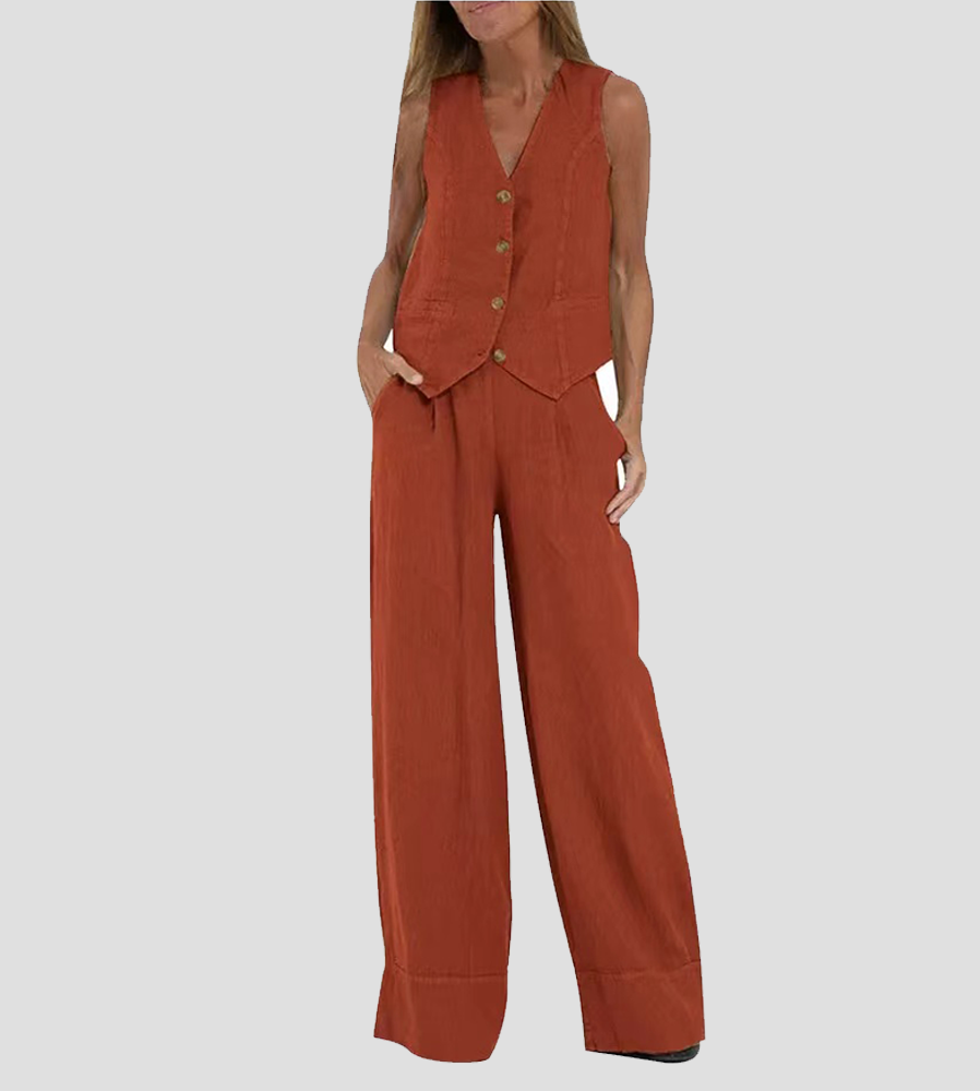 Conjunto de chaleco y pantalón ancho «Aira»