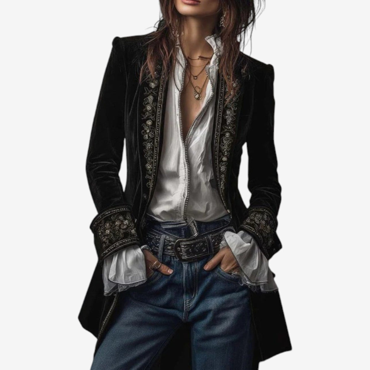 Blazer de terciopelo bordado «Constance»