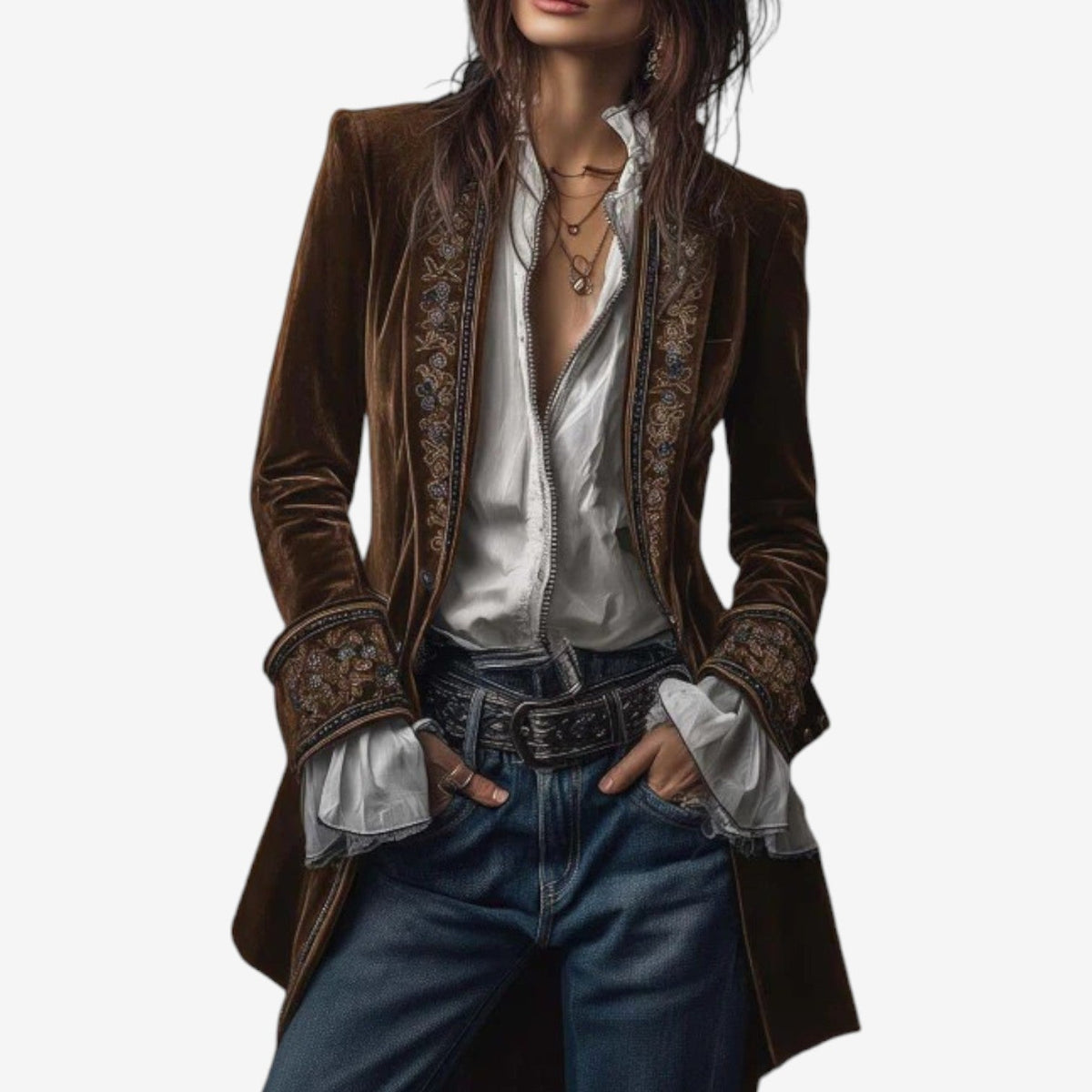 Blazer de terciopelo bordado «Constance»