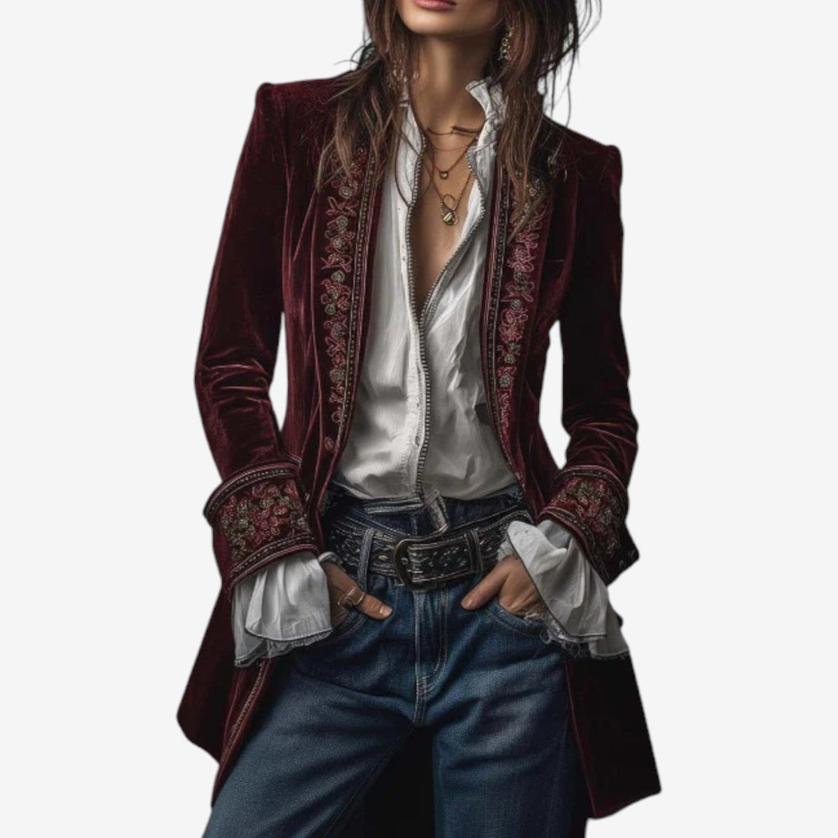 Blazer de terciopelo bordado «Constance»
