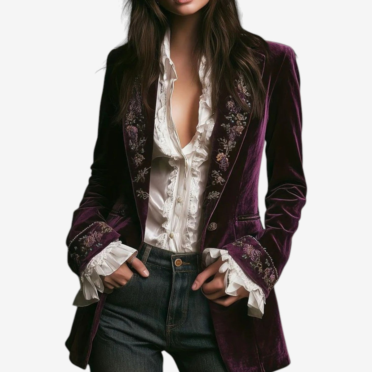 Blazer de terciopelo bordado «Constance»