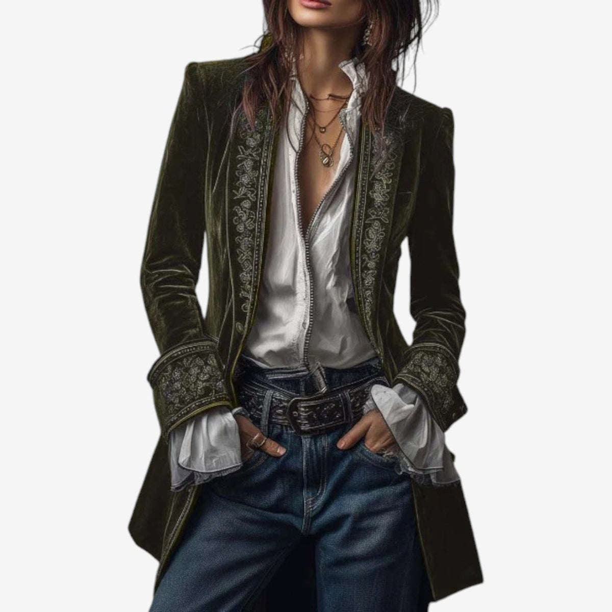 Blazer de terciopelo bordado «Constance»