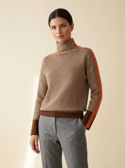 Jersey de rayas con cuello alto Helena, vista frontal