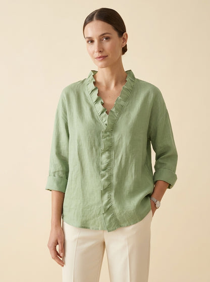 Blusa de volantes con escote en V Chiara, vista frontal